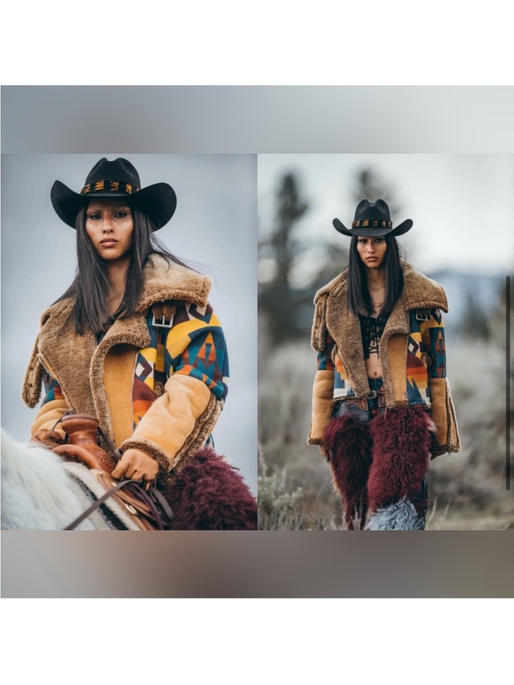 Multicolor Patchwork Teddy Jacket with Tan Faux Shearling Collar